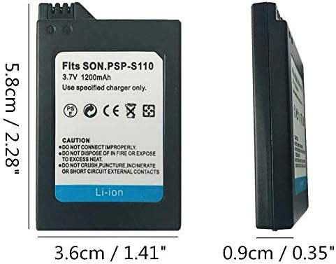 Венка 2PCS со висок капацитет со висок капацитет на литиум јон замена Sony PSP Slim Battery + AC адаптер 5V 2A Wallидно патување за напојување