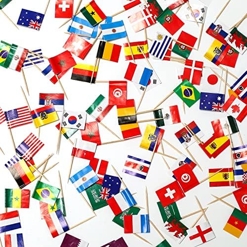 ZXvZYT 2022 Земји Од Светското Првенство Во Фудбал Во Катар Знамиња За Чепкалки За Заби, Мали Мини Светски Топери За Кекси