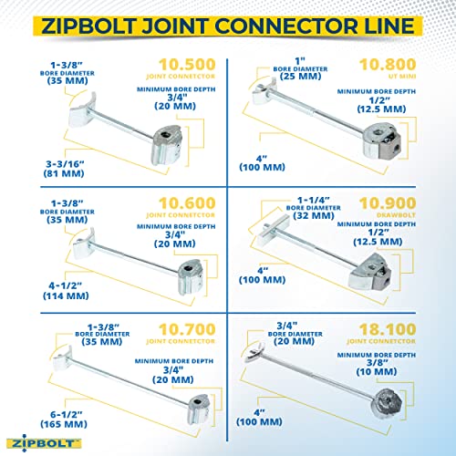 Zipbolt 10.500 Countertop Конектор-5 Парче Заеднички Конектор Drawbolt Пакет со 5mm Хексадецимален Малку За Приклучување Countertops,