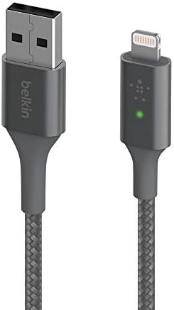 Белкин Smart LED Кабел ЗА Полнење USB До Молња 4ft/1.2 m за iPhone, AirPods и iPad, Mfi-Сертифициран, Црн, CAA007bt