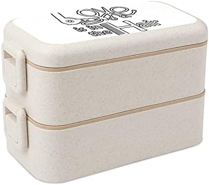 Фризер за бербер салон Loveубов двојна стабилна бенто кутија за ручек за еднократно ручек со прибор поставен за јадење работа пикник