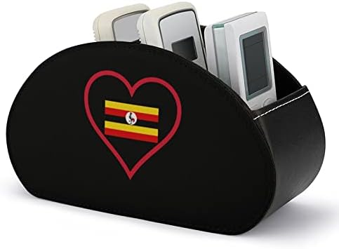 Ја Сакам Уганда ЦРВЕНО Срце Тв Држач За Далечински Управувач со 5 Прегради Стп Организатор За Складирање Кожни Кутии За Канцелариски Материјали