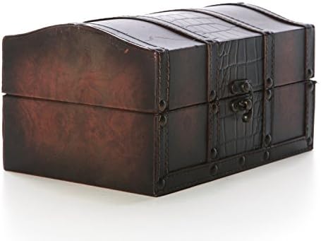 ХОСЛИ Декоративна Дрвена Кутија За Складирање Со Кожен Затворач Долг 9 Инчи. Идеален Подарок За Свадба Специјална Пригода Студија