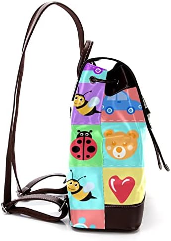 VBFOFBV унисекс ранец за возрасни со патна работа, цртан филм животно прекрасна квадратна крпеница