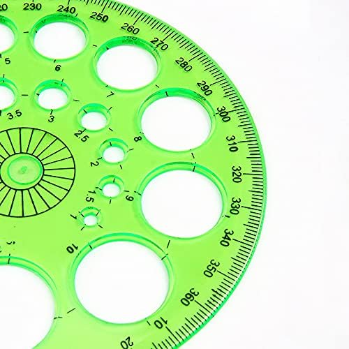 JKJF 360 Circular Protractor Prastic Round Ruler Templete со 16 кругови за училишна канцеларија Дома- 4 парчиња 4 бои