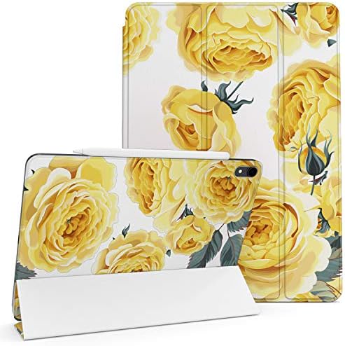 Lex Altern iPad Case Pro 11 инч 12,9 магнетски капак 2019 2018 3D генерација Apple заштитна тврда школка фолио трифолд паметен автоматски буден молив за спиење роза жолта шема цветна жи?