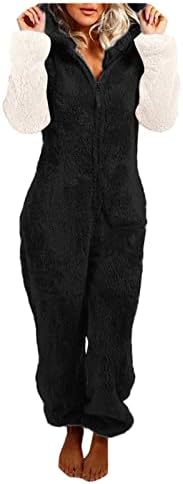 Женски руно -пижами скокање, унисекс возрасен пижама со долги ракави патент pjs едно парче за спиење