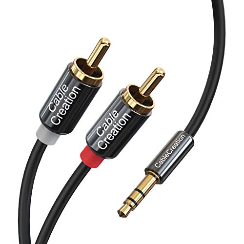 CableCreation 3,5 mm до RCA кабел 1,6ft краток, 3,5 mm машки до 2RCA машки стерео y сплитер RCA кабел компатибилен со ехо точка,