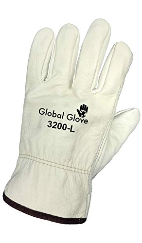 Глобална ракавица 3200 кравјо жито кожа Премиум одделение за нараквица со манжетни со манжетни и палецот на клучот, работа, екстра