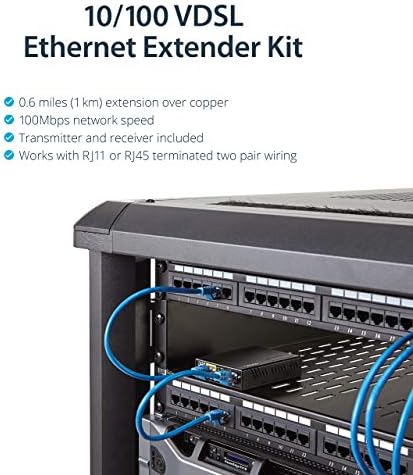 StarTech.com 10/100 Mbps VDSL2 Ethernet Extender Над RJ11 Телефонска Линија Комплет - 1km Мрежа Екстендер - Долг Дострел VDSL Етернет Екстендер