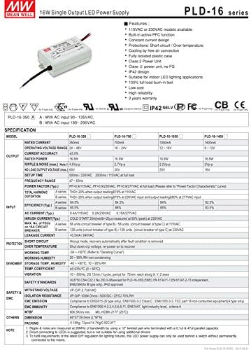 [PowerNex] Значи Добро PLD-16-700A 24V 700mA 16.8 W Еден Излез ПРЕДВОДЕНА Напојување СО PFC