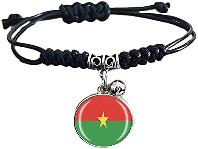 Буркина Фасо Национално Знаме Нараквица Патување Сувенир Подарок Ѕвонче Приврзок Нараквица За Мажи И Жени