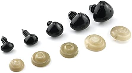 Безбедносни носеви на Таодан 100 парчиња 5 големини 8-16мм црни пластични безбедносни носеви со мијалници за амигуруми, куклена, мече