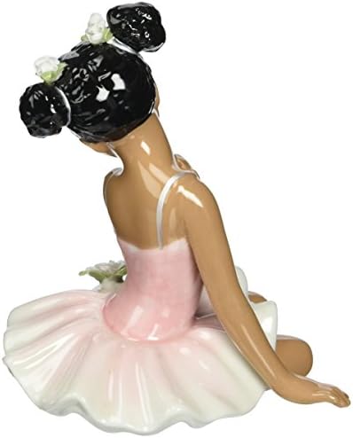 Космос 10124 Ситна порцелан Афроамериканска балерина во фигура на розов фустан, 4-1/4-инчи