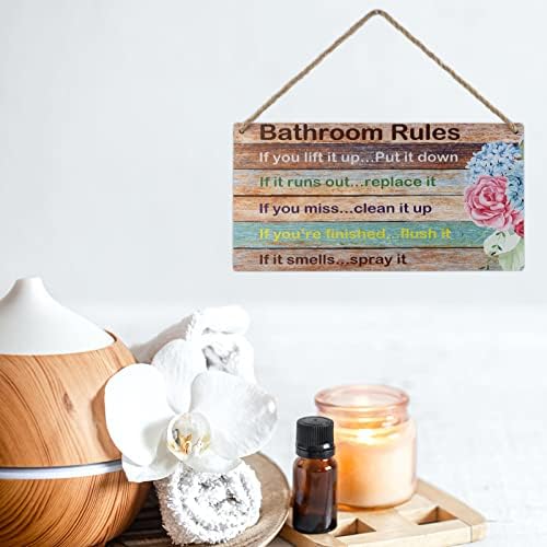 Смешни знаци за бања правила за бања знаци хидрангеа дрвени знаци рустикална фарма куќа бања wallид декор дрвен знак 6x12 во