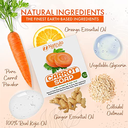 Сапун од морков за осветлување на кожата - природен морков сапун бар за темни дамки на лицето, телото, вратот, подножјето - каротин ги