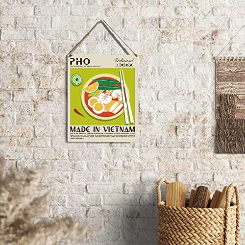 Смешен декор за кујнски знак, pho дрвен знак плакета wallид што виси постери храна уметнички дела 8 ”x10” модерна декорација на кујна за дома