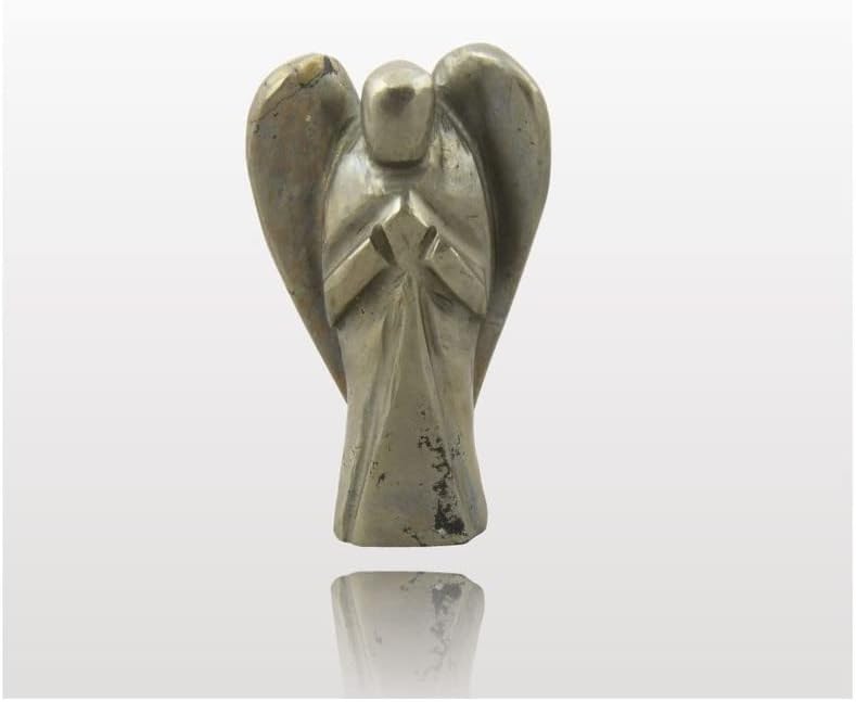 Гази рачен заоблен природен убав пирит ангел скапоцен камен Ангел џеб чувар ангел Реики лековит камен статуа Позитивна енергија 2 инчи