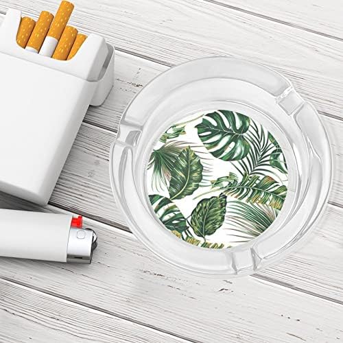 Тропска дланка Монстера остава стаклена пепелник за цигари околу фиоките за пепел за домашна канцеларија и ресторани