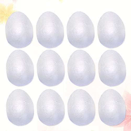 Декор на валилик 12 парчиња бели велигденски јајца украси поставени велигденски декорација на јајце празно бели пластични јајца