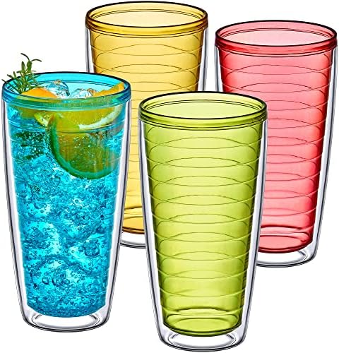 Неверојатни Пластични Чаши За Пиење Аби - Алјаска - 16 Унца, Пластични Чаши За Пиење Со Двоен Ѕид, Високи Топчиња Со Мешана Боја,