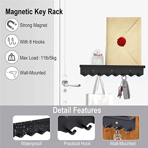 Волномски држач за магнетски клуч за украсни wallидови - Премиум магнети монтирани и организатор на пошта, лепило за решетки