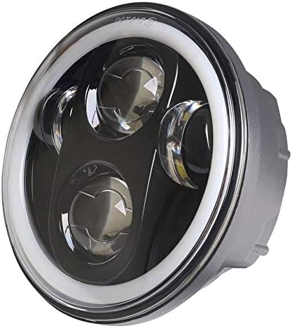 Пакет НА HOZAN 5.75 инчен Црн LED Мотоцикл Фарови Со Бел Ореол Прстен DRL И Хром Фарови Домување