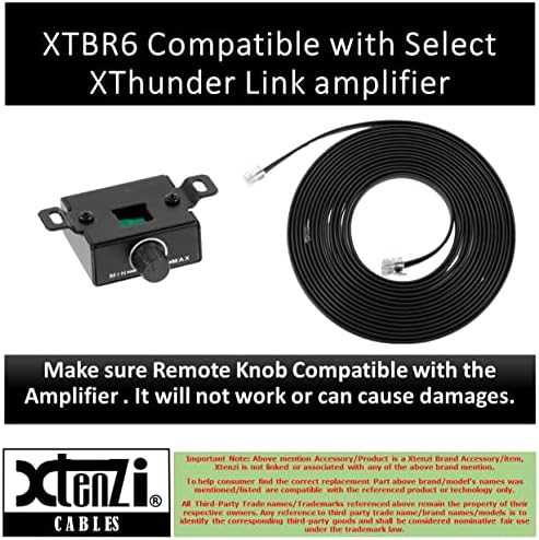 Контрола на копчето за волумен на бас -засилувач XTENZI далечински управувач XTBR6 компатибилен со засилувач на врската Xthunder Link