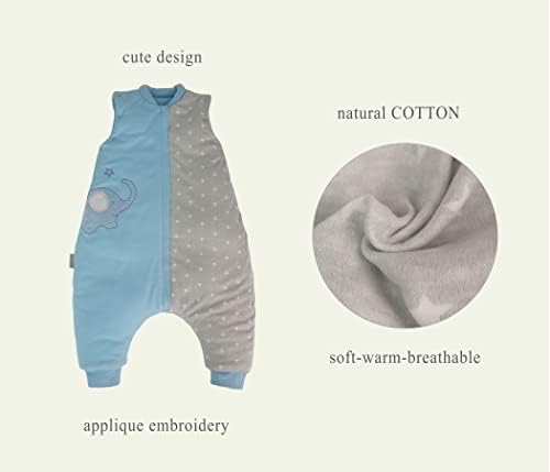 Natuz бебе носено ќебе со сина памук со нозе 3-6t дете за спиење вреќа 4-5 години отстранлив долги ракави прошетка за спиење торба