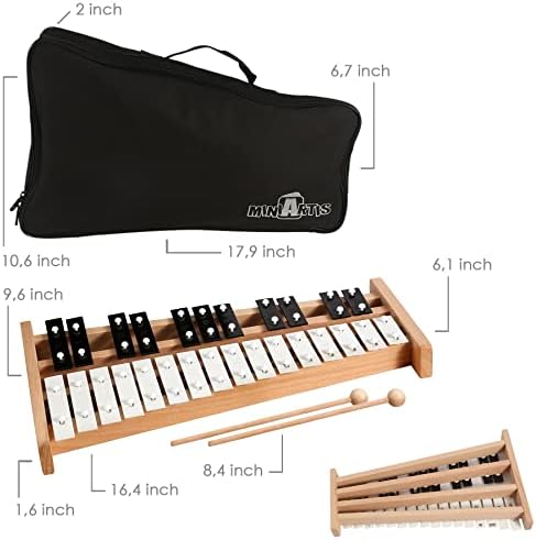 Miniartis glockenspiel ксилофон | Целосна големина Glockenspiel Xylophone 27 белешки метални копчиња за возрасни и деца | Инструментот