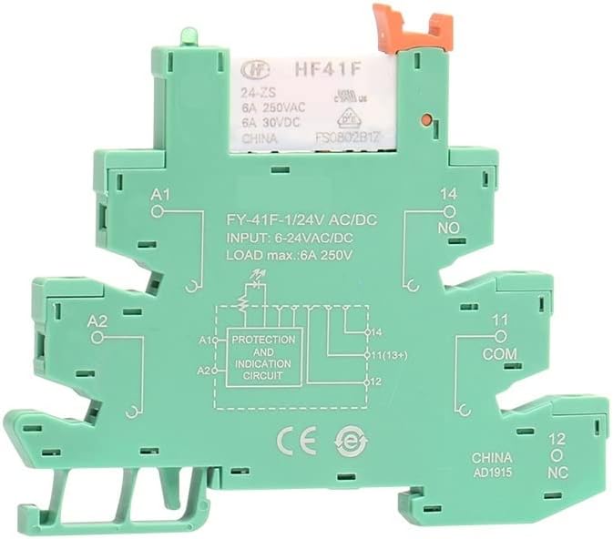 Rail Slim Relay Module HF-41F Интегрирана реле за напојување PCB Mount Power со држач за реле 12V 24V 48V 110V 230V реле 6.2мм 1 парчиња