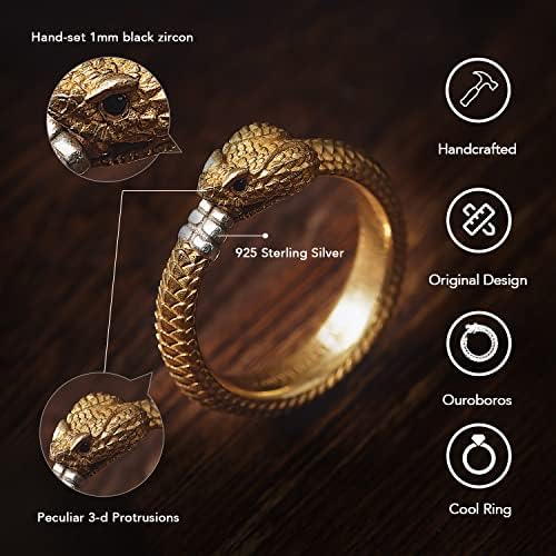 Копертнист.Ву Иуроборос прстен од месинг змија змија прстени естетски накит подарок за мажи жени