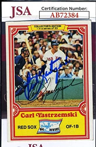 Carl Yastrzemski JSA COA потпиша во 1981 година Topps Drakes Cookies Autograph - Autographed картички за безбол