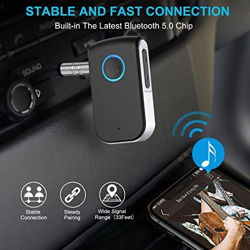 Aux Bluetooth Адаптер За Автомобил, Bluetooth 5.0 Безжичен Аудио Приемник За Домашно Стерео/Слушалки/Звучник,3.5 mm Bluetooth Адаптер