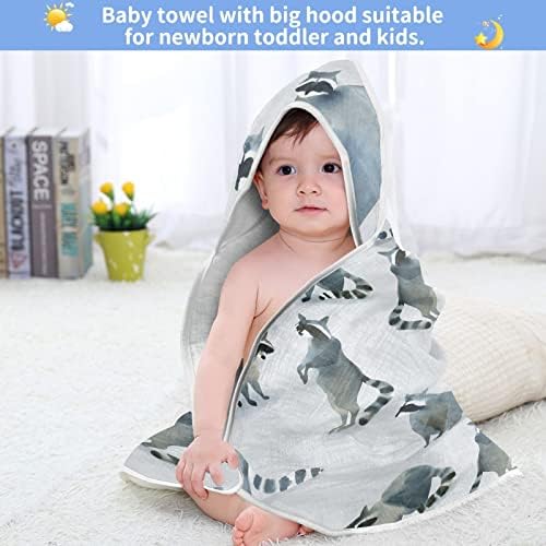 vvfelixl Бебе качулка пешкир сива дива ракун апсорбирачка бебешка крпи памук мека бања крпа за новороденче, дете 35x35in сиво