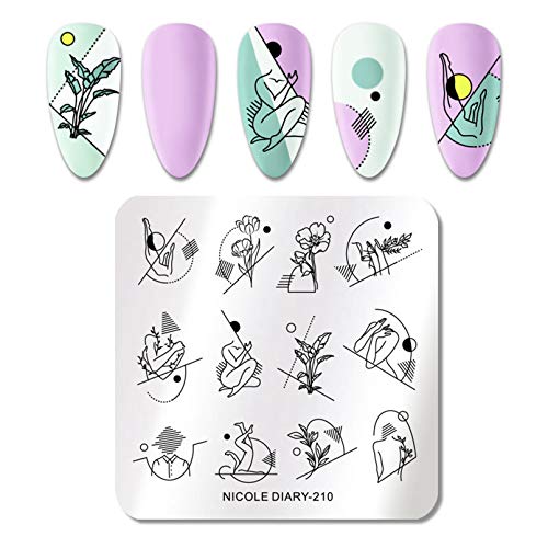 Генерички плочи за печат на уметност за нокти квадратни мода DIY линијата за слики образец за печатење на салон за маникир
