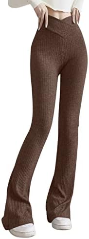 Лесни џемпери жени 2022 година зимски елегантни топло плетени обични панталони со високи панталони за половината ретро дами