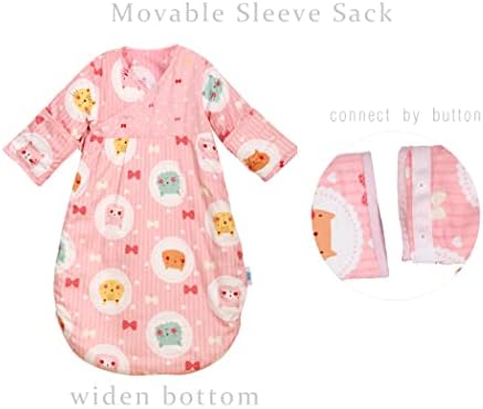 Baby Sleep Sack with Movable Sleeves Wearable Blanket Toddler Cotton Poplin Soft Girl 12-24M Kids Sleeping Bag Child Safe 18-30 Monthes Infant 2T Percale Sack Quilted Pink Warm 2.5 TOG All Season
