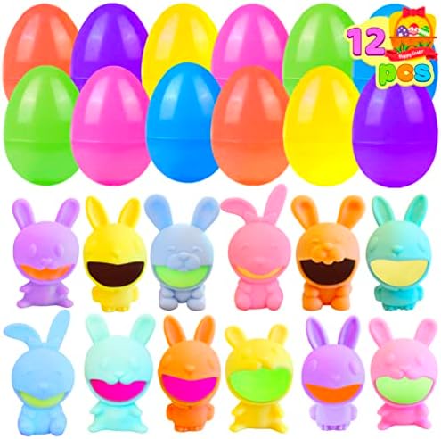 12 пакувања преклопени велигденски јајца со меурчиња од зајаци стискаат играчки, играчки за олеснување на стресот против вознемиреност за деца