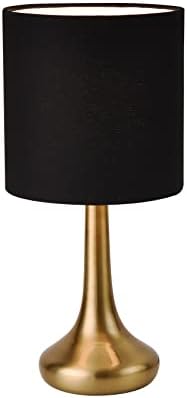 Кунџулам модерен месинг за ламби за маса, 13,3 мини биро светло со метална база на капки, црна цилиндерска лента за постелнина, ламба