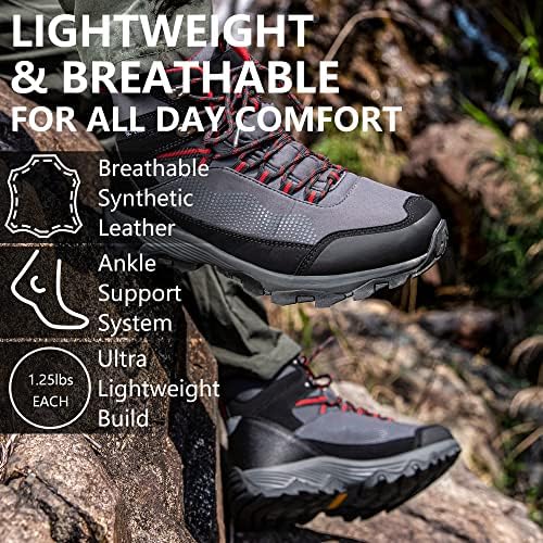 Машки чевли за пешачење за мажи кои не се лизгаат со средно глуждот, лесен на отворено, ранец за ранец за планинари патеки за патеки чевли