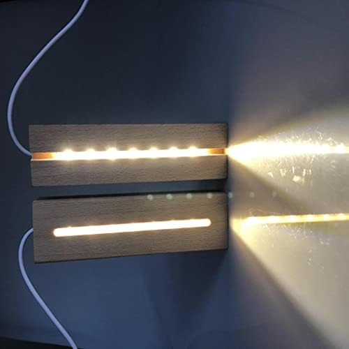 LEEFASY LED ноќна светлосна база собрана база со современо дрво LED ноќен држач за ноќно светло, USB LED ноќно светло, топло бело тип