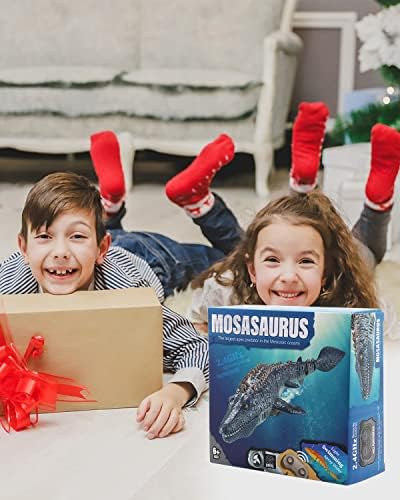 Маго далечински управувач Диносаурус базен играчки симулација РЦ мосасаури вода играчки со спреј вода, Божиќ и роденденски подарок за диносаурус