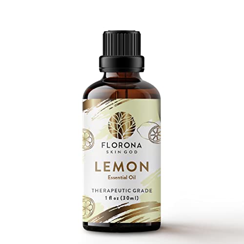 Есенцијално масло од лимон од Флорона чисто и природно - 1 fl oz, терапевтска оценка за нега на коса и кожа, дифузер ароматерапија, правење