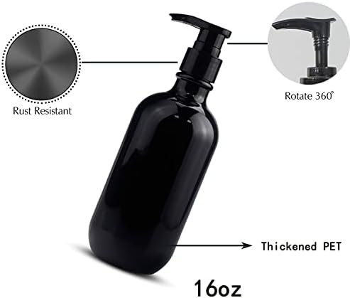 QCSJXX диспензерот за црн сапун, 16 мл рачен и сапун за сапун сет со пумпа, 2 пакувања со шише со течна пумпа за бања и кујна, модерно
