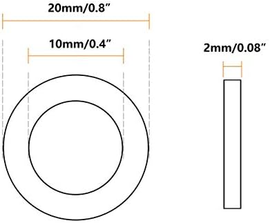Weij најлонски тркалезни рамни мијалници за завртка за завртки M10, 20мм ОД 2мм дебели црни 100 парчиња 100 парчиња