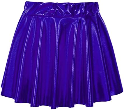 Винчанг Кид Девојки Шини Металик плетени мини здолништа Скејтер Атлетски фустан со високи половини за истегнување на половината