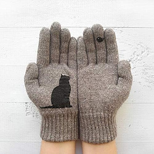 Ракавици за мажи студено време топло дами волнено печатење есенски зимски мачки надворешни нараквици за компресија нараквици