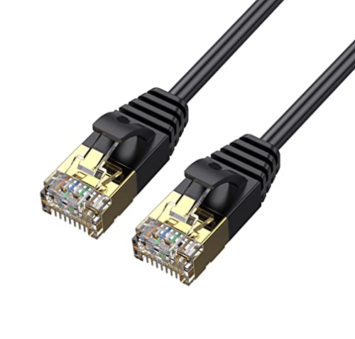 Traovien Cat 8 Ethernet кабел 2ft, злато позлатен RJ45 машки до машки конектор CAT8 All-Copper Double Заштитен мрежен кабел RJ45 CONNECTOR