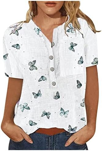 Летни кошули со Fireero за жени 2023 година, боемски половина ракав врвови жени плус големина на лежерни графички блузи со копче надолу кошули